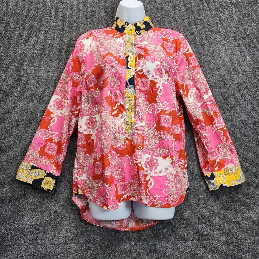 J.Crew Women's Paisley Cotton Tunic Boho Preppy Eclectic Maximalist Tunic Top M